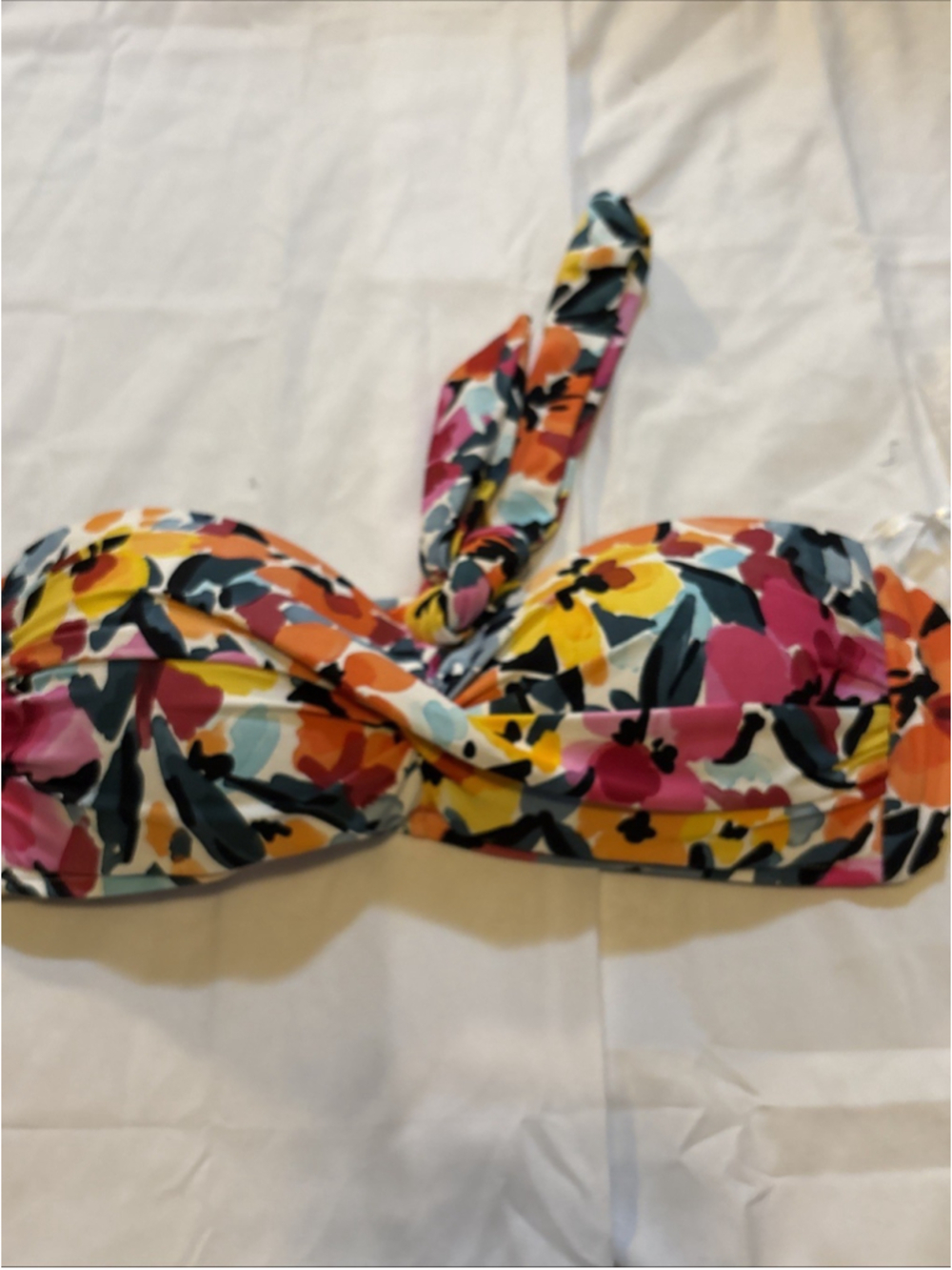 Anne Cole Gradient Floral Twist Bandeau Bikini Swim Top, Multi, Large